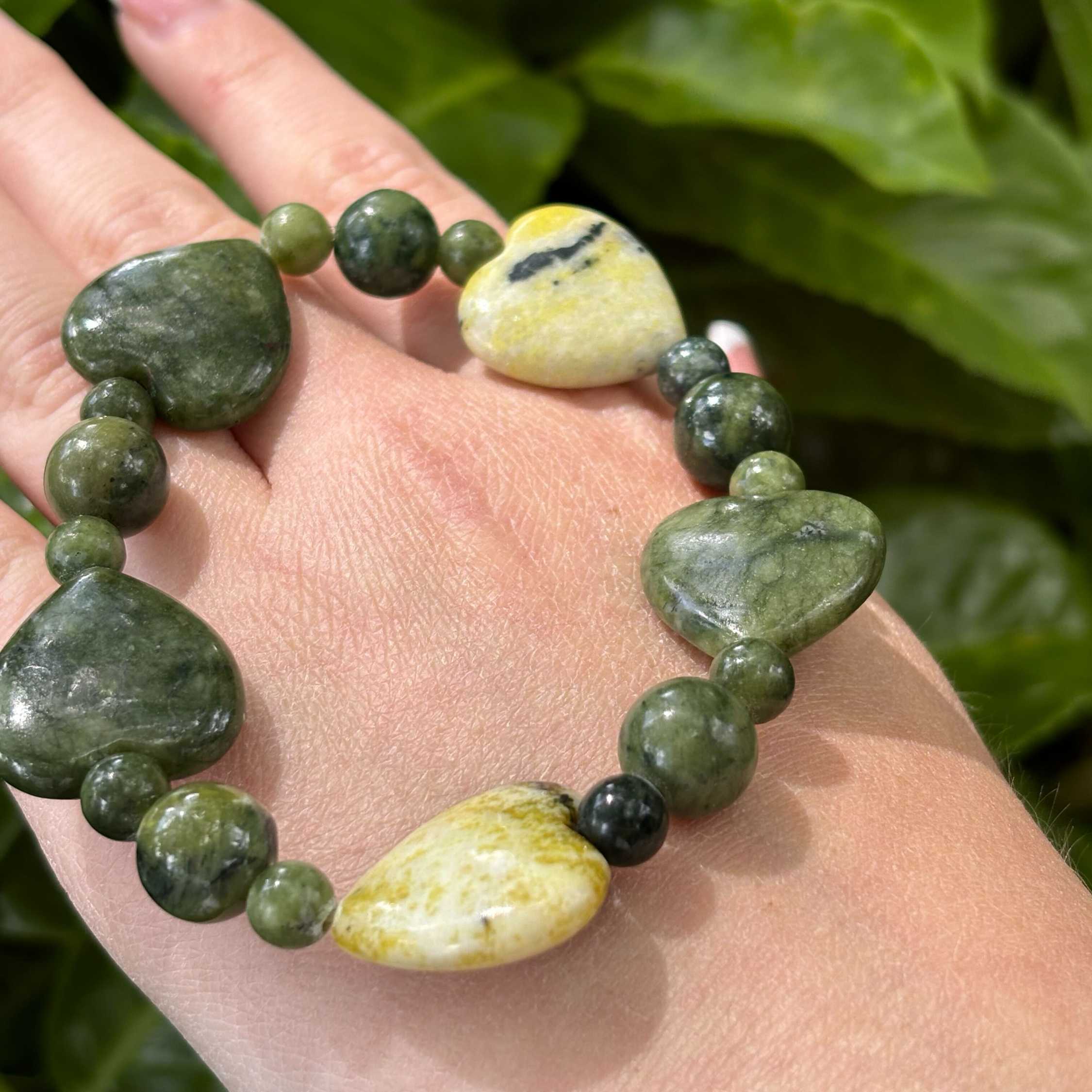 Connemara Marble Loveheart Stretch Bracelet