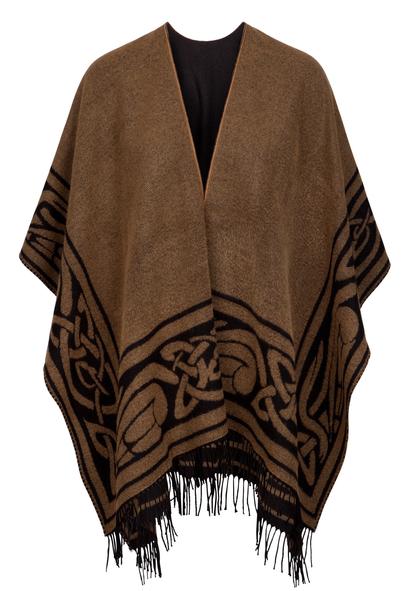 Fringed Shawl with Celtic Motif