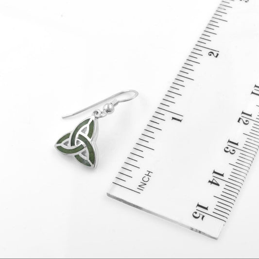 Trinity Knot Drop Earrings with Connemara Marble
