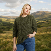 Kilronan Aran Ladies Green Honeycomb Sweater