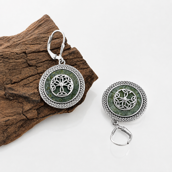 Tree Of Life Connemara Marble Earrings