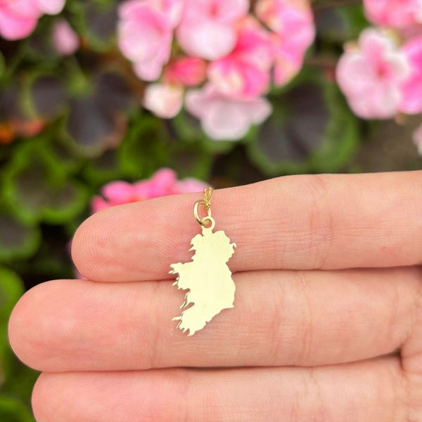 Solid Gold Ireland Map Necklace