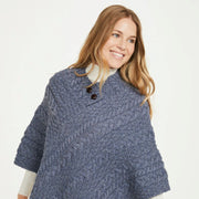 Easkey Ladies Classic Aran Button Denim Poncho