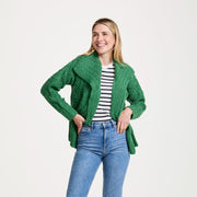 Céide Ladies Green Aran Cardigan