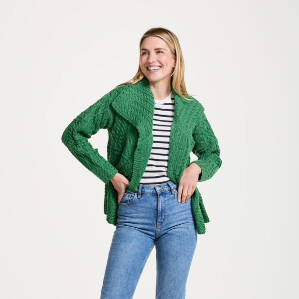 Céide Ladies Green Aran Cardigan