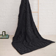 Keel Aran Patchwork Merino Blanket - Grey