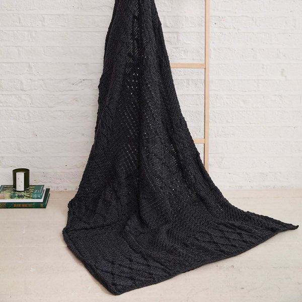 Keel Aran Patchwork Merino Blanket - Grey