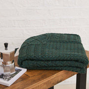 Keel Aran Patchwork Merino Blanket - Bottle Green