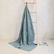 Keel Aran Patchwork Merino Blanket - Light Blue
