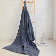 Keel Aran Patchwork Merino Blanket - Denim