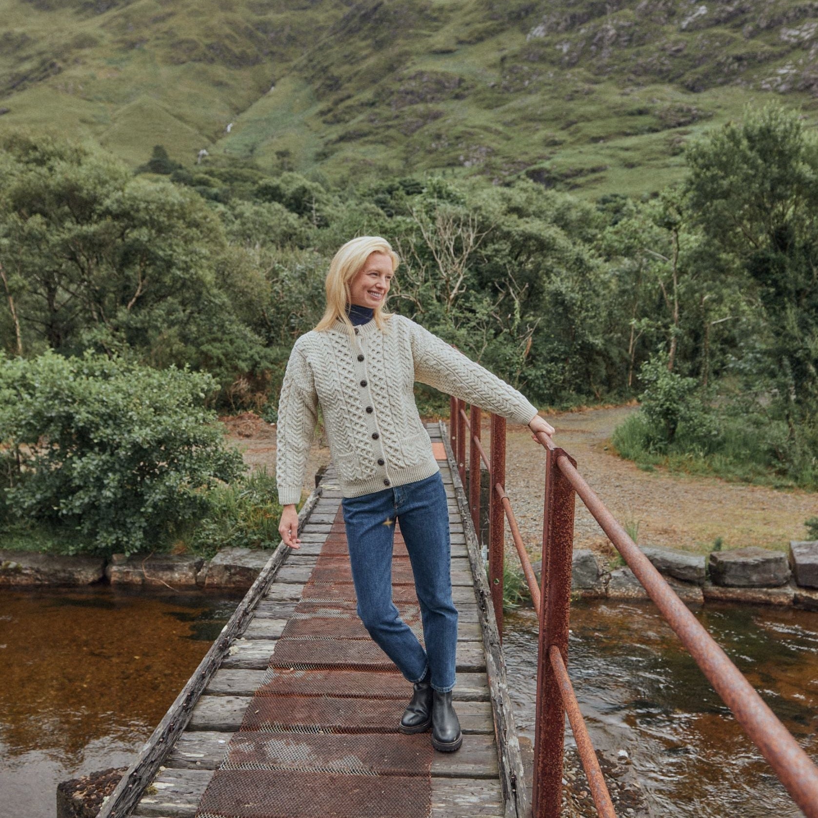 Achill Island Ladies Aran Cardigan | Irish Knitwear | Gifts of Ireland