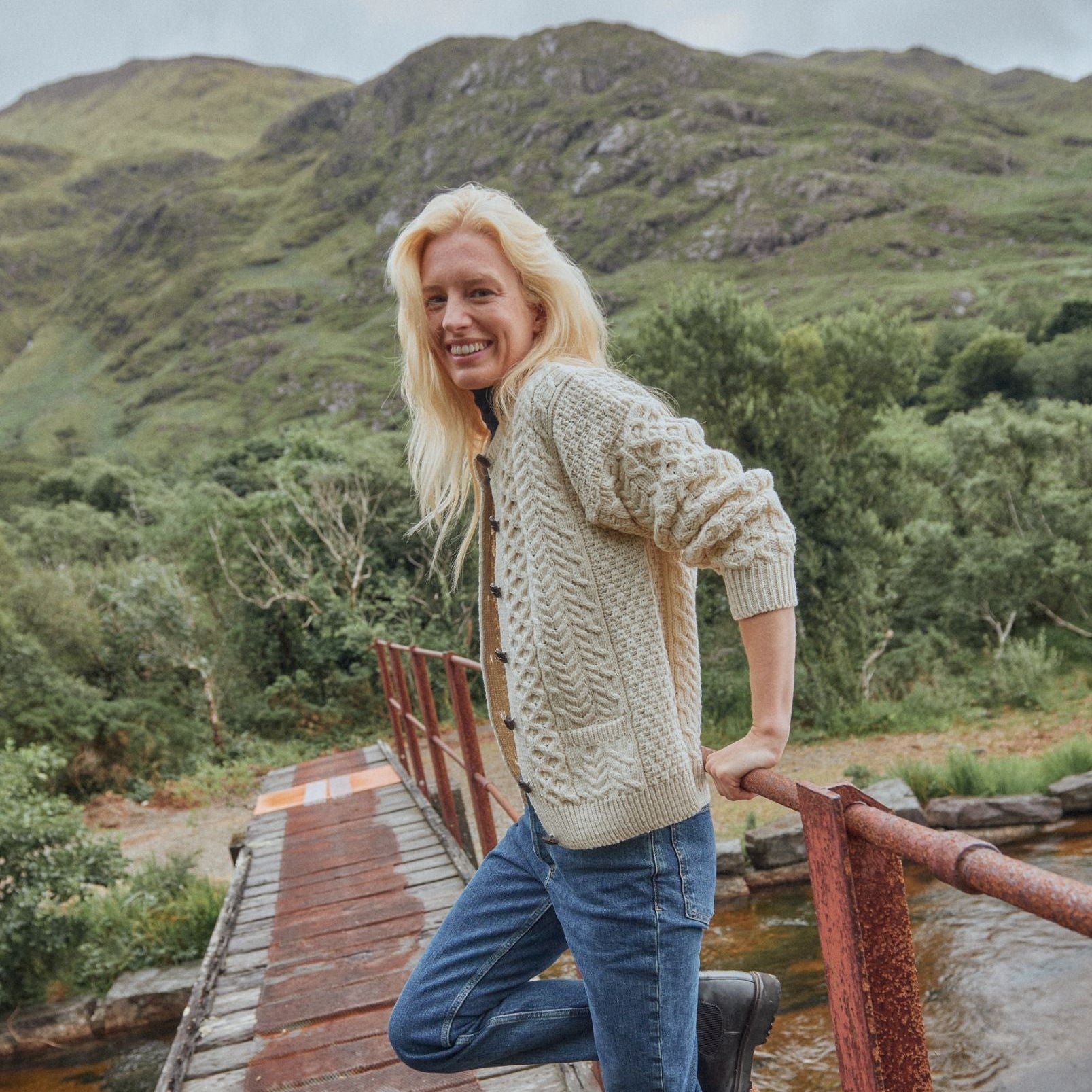 Achill Island Ladies Aran Cardigan | Irish Knitwear | Gifts of Ireland