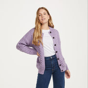 Achill Island Ladies Aran Lavender Cardigan