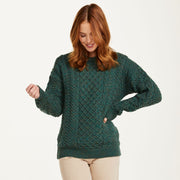 Inisheer Traditional Ladies Aran Green Sweater