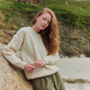 Inisheer Traditional Ladies Aran Natural Sweater