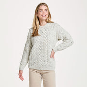 Inisheer Traditional Ladies Aran Flecked Cream Sweater