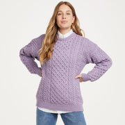 Inisheer Traditional Ladies Aran Lavender Sweater