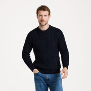 Inisheer Traditional Natural Mens Aran Dark Navy Sweater
