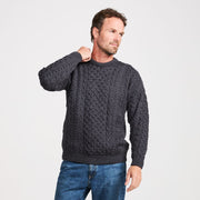Inisheer Traditional Natural Mens Aran Charcoal Sweater
