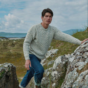 Inisheer Traditional Natural Mens Aran Flecked Cream Sweater