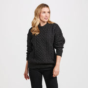 Inishbofin Ladies Traditional Aran Charcoal Sweater