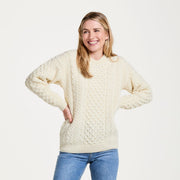 Inishbofin Ladies Traditional Aran Natural Sweater