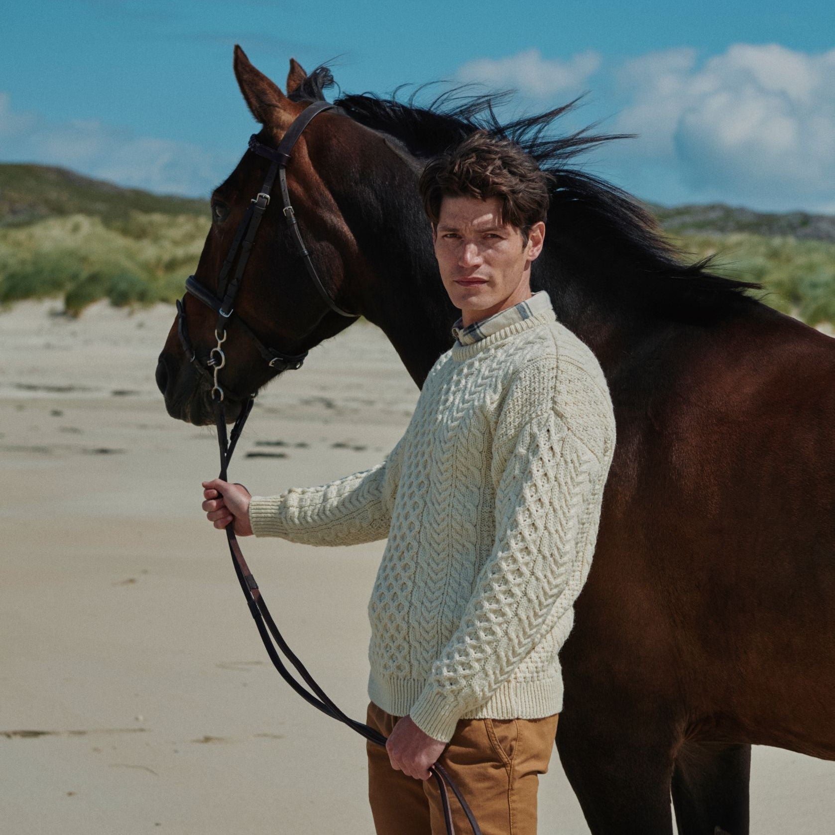 Inishbofin Mens Traditional Aran Natural Sweater