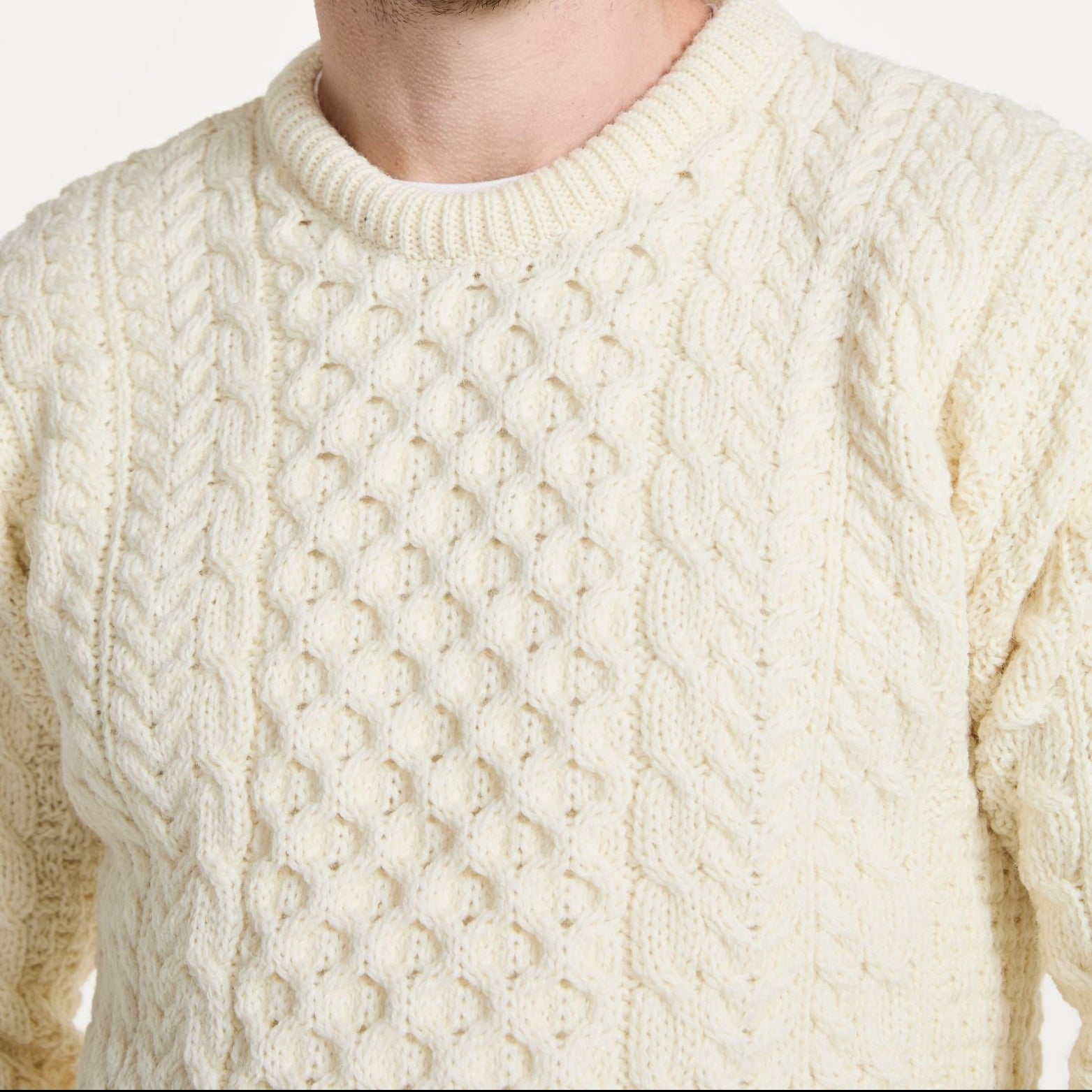 Inishbofin Mens Traditional Aran Natural Sweater