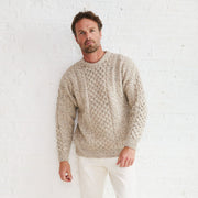 Inishbofin Mens Traditional Aran Flecked Cream Sweater