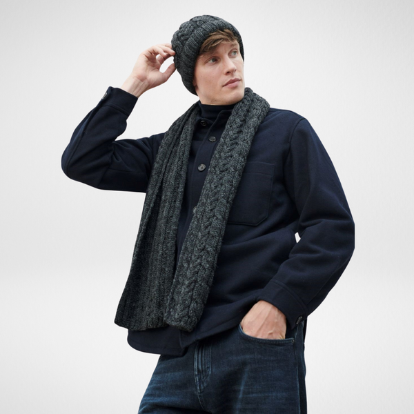 Charcoal Aran Cable Scarf