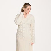 Tralee Ladies V-Neck Natural Sweater