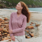 Tralee Ladies V-Neck Pink Sweater