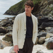 Carlingford Mens Natural Shawl Neck Cardigan