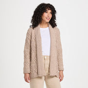 Liffey Ladies Oat Aran Shawl Cardigan