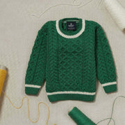 Cuddly Cute Green Childrens Aran Sweater