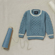 Cuddly Cute Blue Childrens Aran Sweater