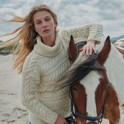 Derreen Natural Aran Horizontal Cable Sweater