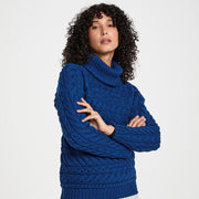 Derreen Navy Aran Horizontal Cable Sweater