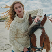 Derreen Natural Aran Horizontal Cable Sweater