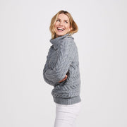 Derreen Grey Aran Horizontal Cable Sweater