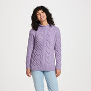 Calla Lavender Aran Aysmmetrical Pattern Sweater