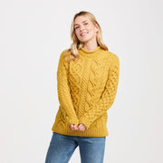 Calla Yellow Aran Aysmmetrical Pattern Sweater