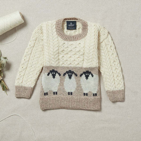 Cute Sheep Childrens Aran Sweater