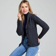 Tourmakeady Shawl Collar Aran Charcoal Cardigan