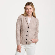 Tourmakeady Shawl Collar Aran Oat Cardigan