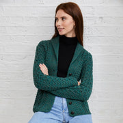 Tourmakeady Shawl Collar Aran Green Cardigan
