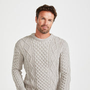Éireann Mens Traditional Aran Supersoft Light Grey Sweater