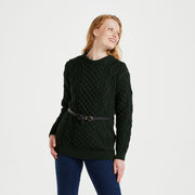 Éireann Ladies Traditional Aran Supersoft Forest Green Sweater