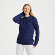Éireann Ladies Traditional Aran Supersoft Navy Sweater
