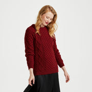 Éireann Ladies Traditional Aran Supersoft Red Sweater